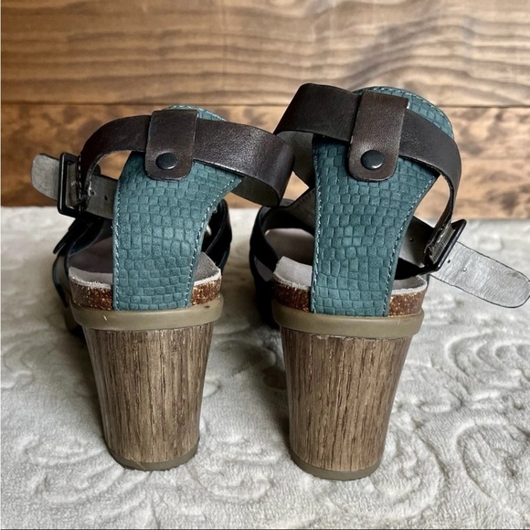 Dansko Dominique Block Heel Comfort Sandals Size 39 US 8.5-9 Boho Teal Gray EUC - Picture 11 of 15